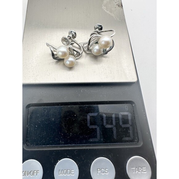 Mikimoto Akoya Pearl Screw Back Earrings 6.5mm-6.9mm Silver Vintage - Picture 7 of 7